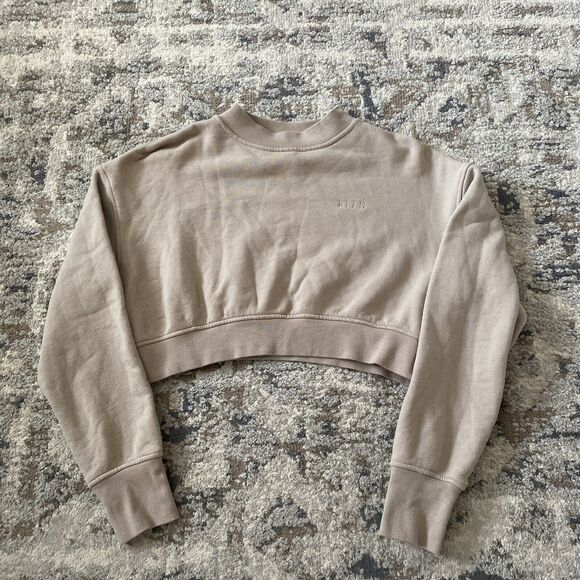 Kith Sweaters - Kith Women's Light Brown Long Sleeve Oversized Cropped Sweater Size Small